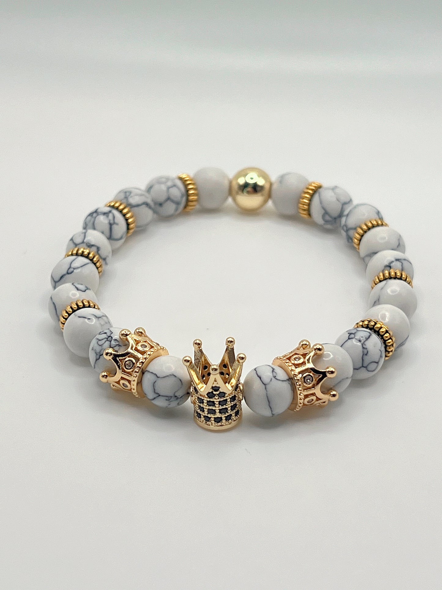 White Marble Crown Bracelet