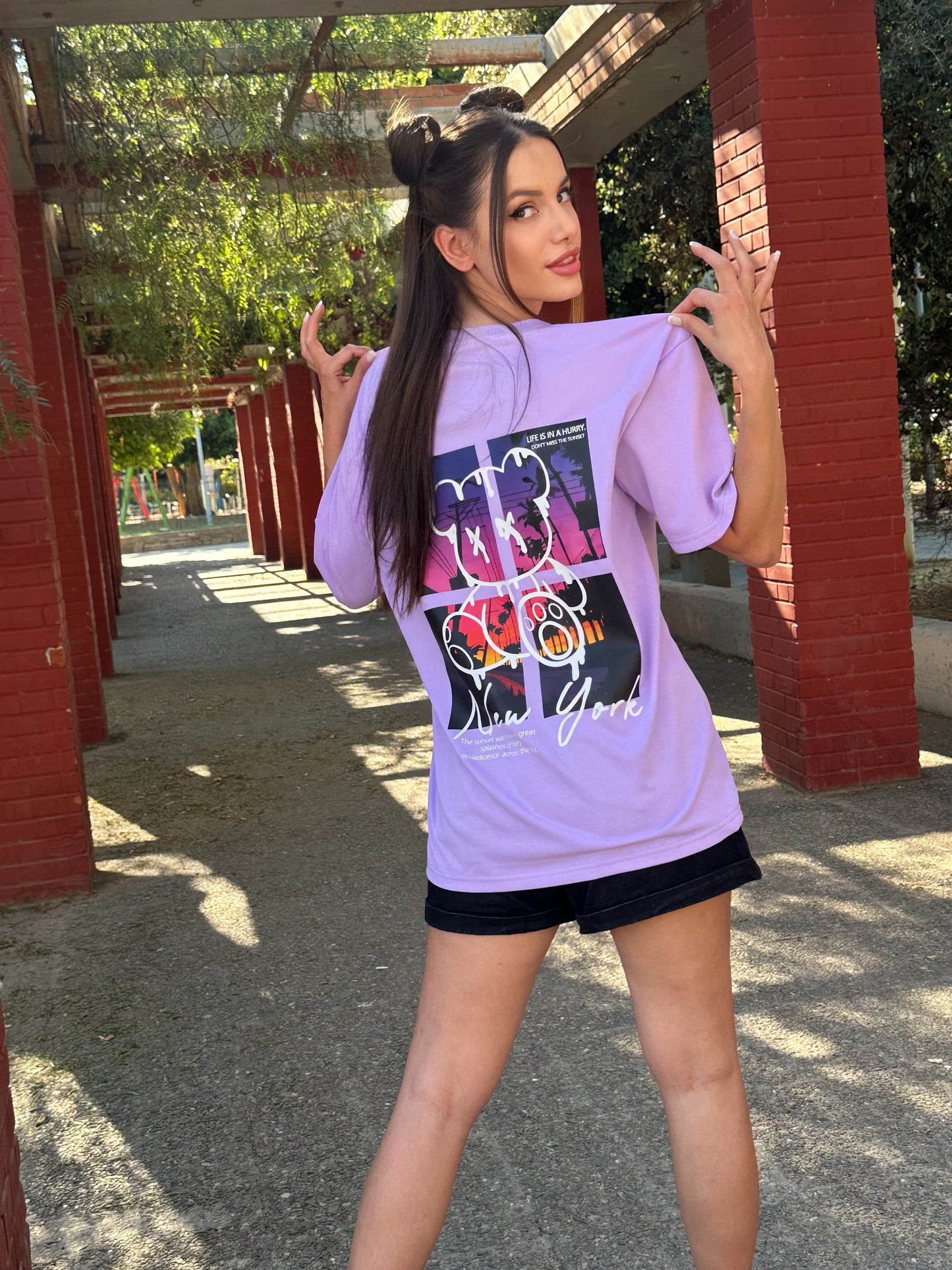 NY Teddy Tee Γυναικεία - Purple