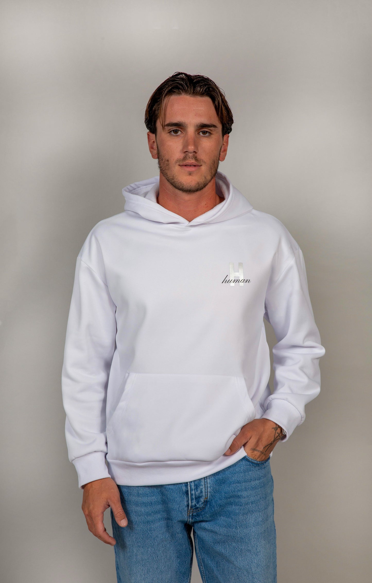 HUMAN Φούτερ με κουκούλα - Oversized Hoodie White