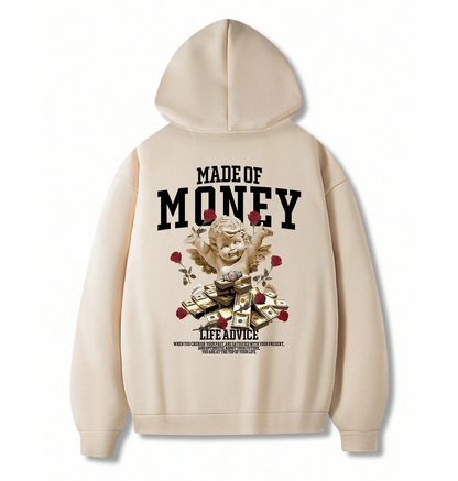 Hoodie with Logo Print - Beige