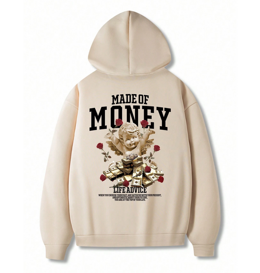 Hoodie with Logo Print - Beige