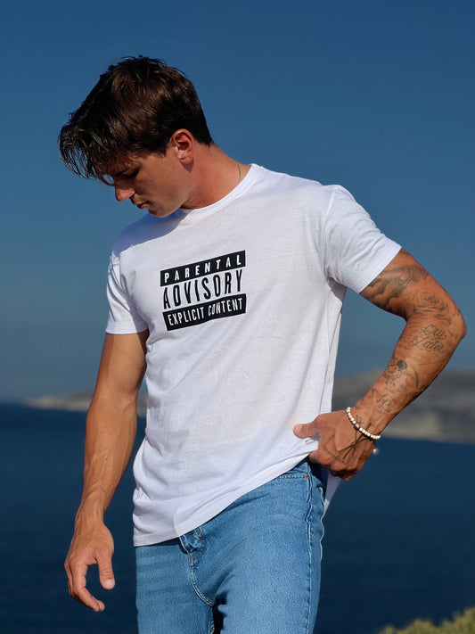 Parental Advisory Regular T-Shirt -  White