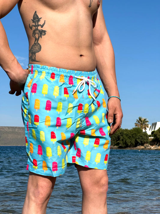 Ice Print Swimshorts - Light Blue