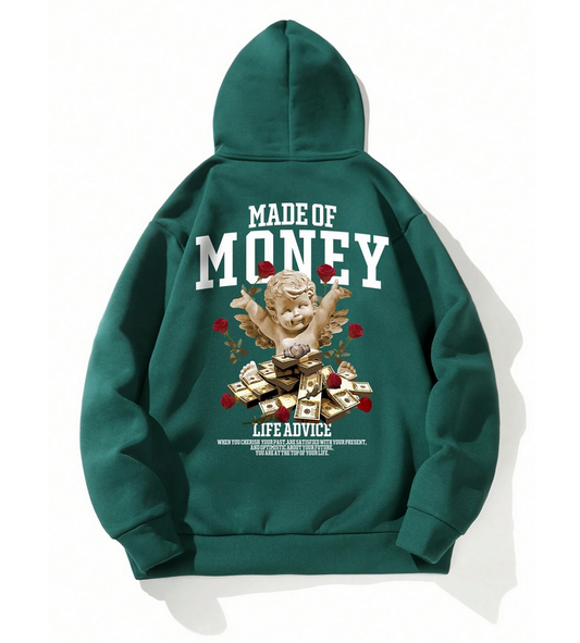 Hoodie with Logo Print - Leaf Green