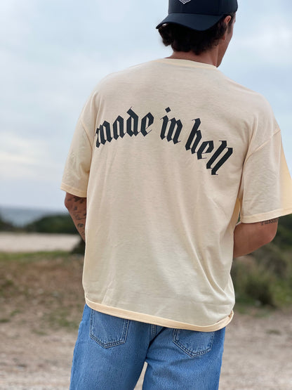 Made in Hell Oversized Tee Ανδρική - Beige