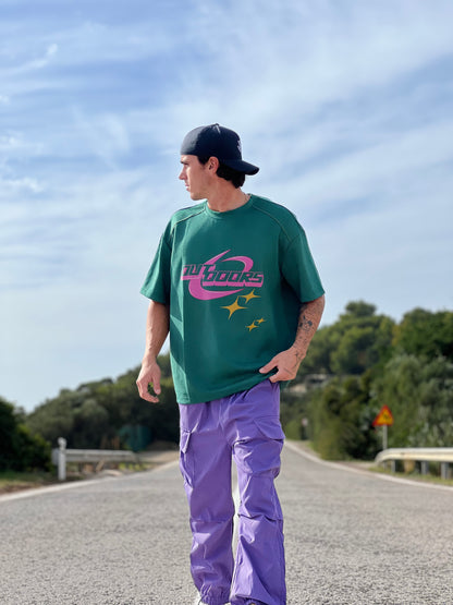 Spaceman Oversized Velvet Tee Ανδρική - Dark Green