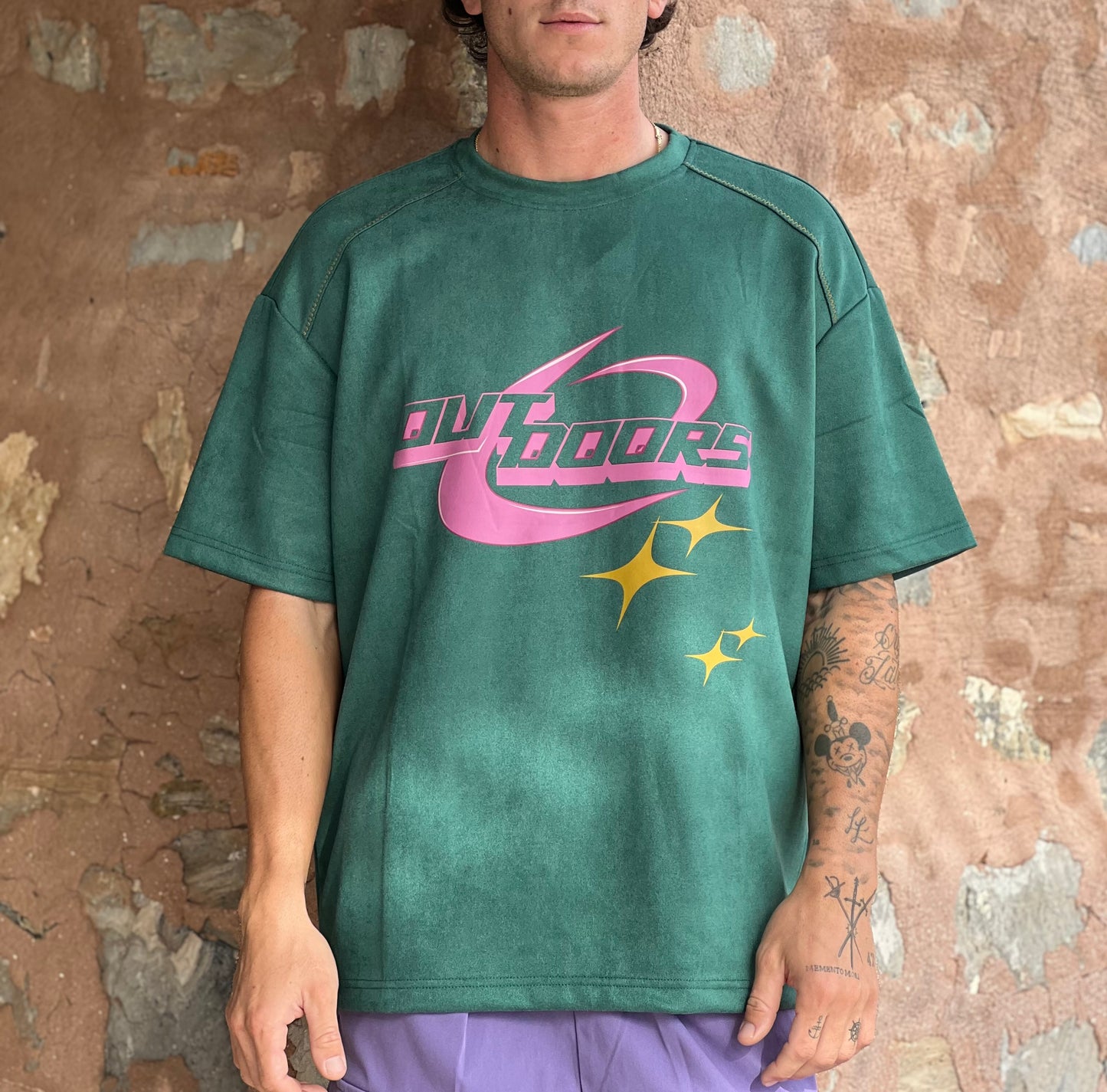 Spaceman Oversized Velvet Tee Ανδρική - Dark Green