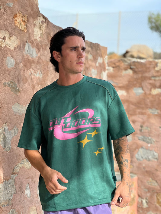 Spaceman Oversized Velvet Tee Ανδρική - Dark Green